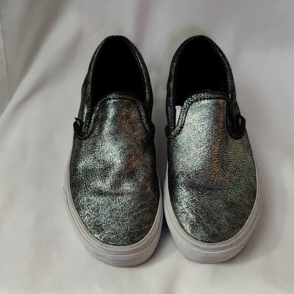 VANS Silver Slip on Sneakers Mens 5 /Women's 6.5 Casual Skater Classic Comfy - Picture 1 of 9